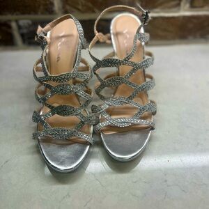 Touch of Nina Silver Rhinestone Heels